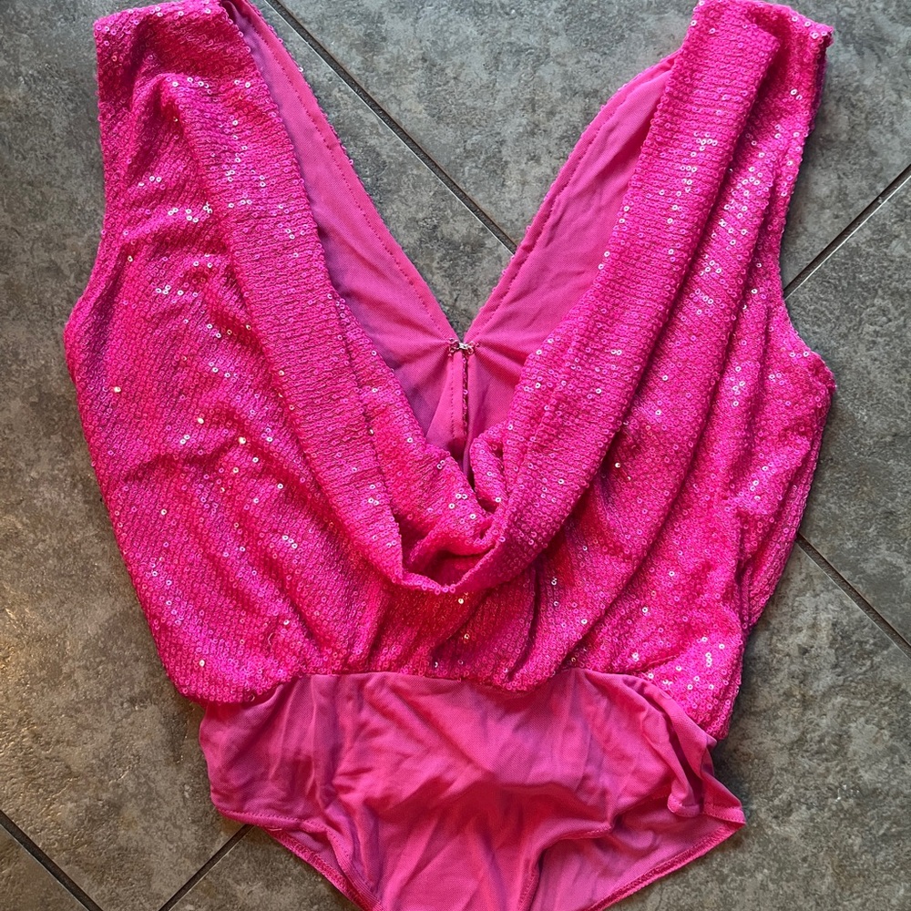 Pink Sequin Bodysuit